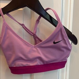 Nike Pink and Black Sports Bra Moisture-Wicking Design